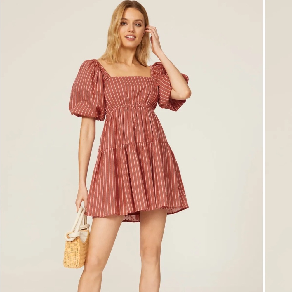 MINKPINK Red Striped Mini Dress